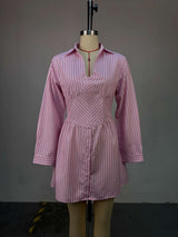 Striped Button-Down Shirt Dress