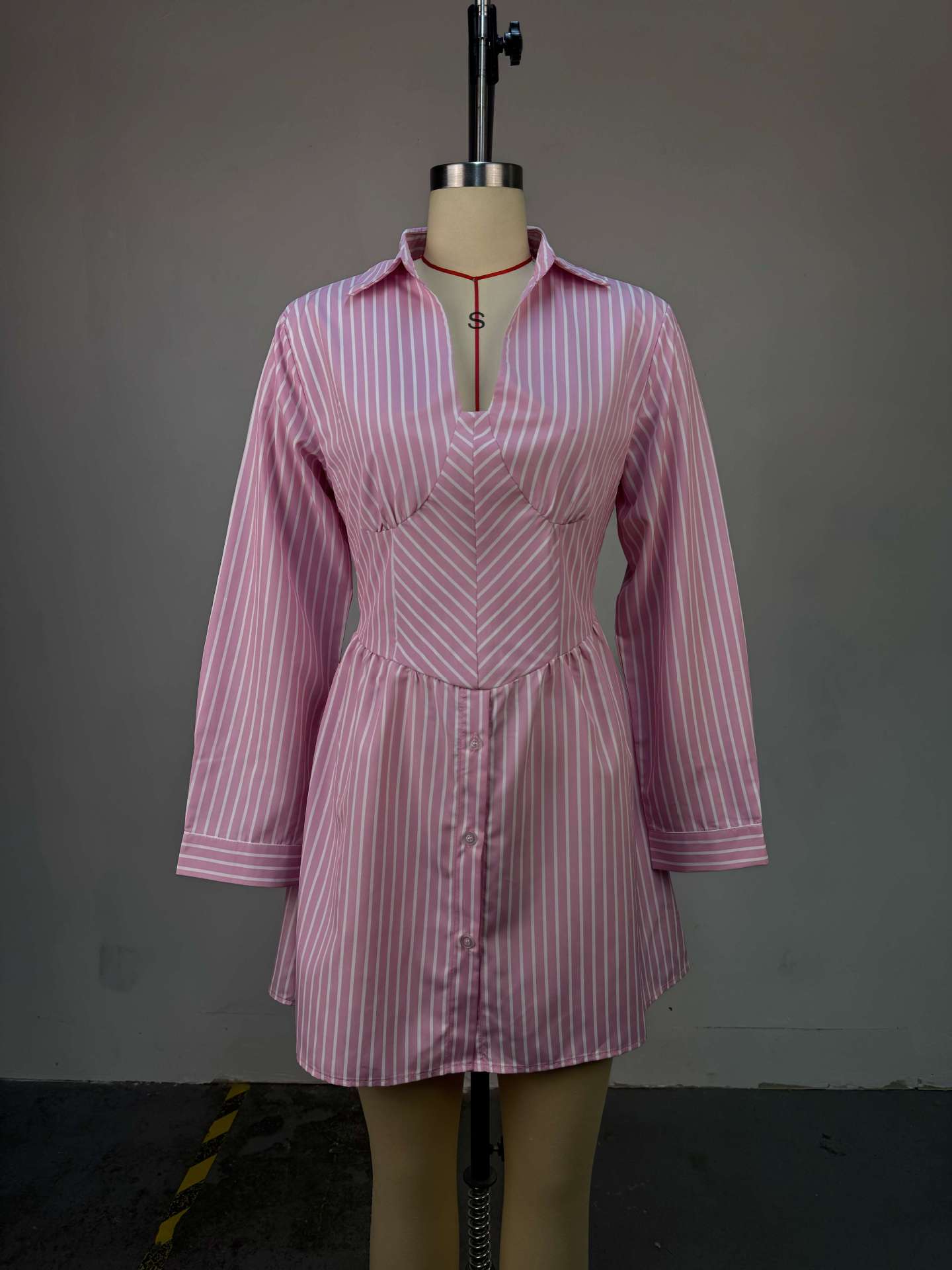 Striped Button-Down Shirt Dress