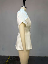 Elegant Button-Front Peplum Jacket