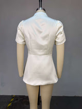 Elegant Button-Front Peplum Jacket