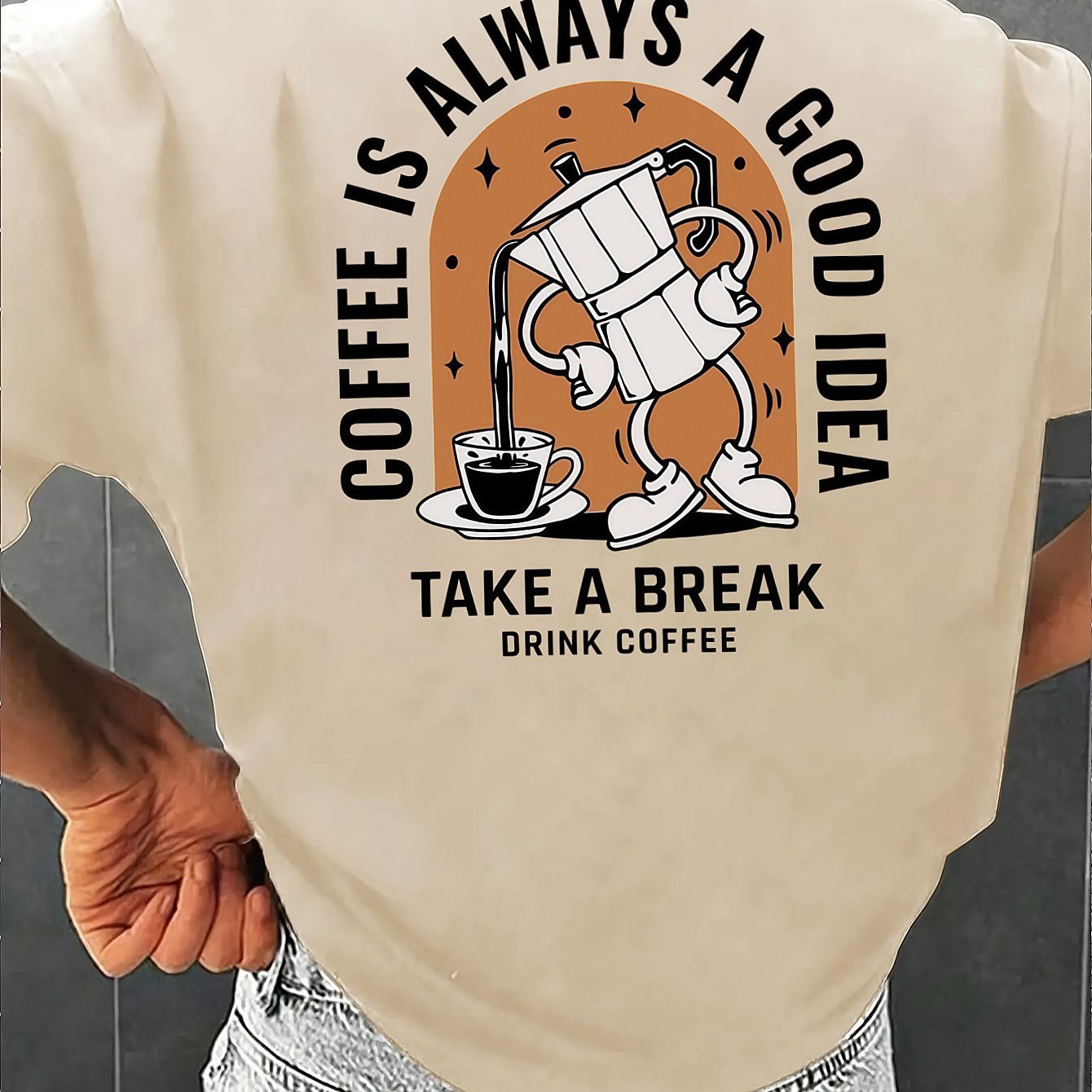 Casual Coffee Themed T-Shirt