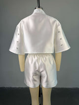 Elegant Pearl Embellished Two-Piece Set