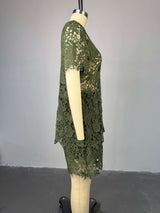 Chic Green Lace Two-Piece Set