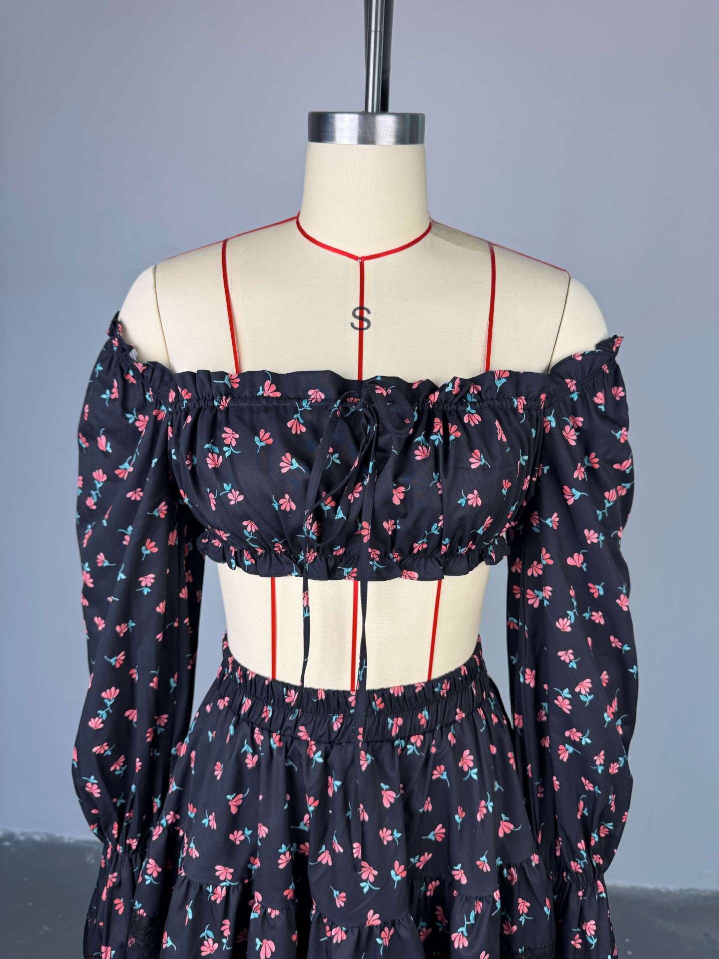 Chic Off-Shoulder Floral Two-Piece Set