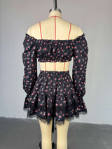 Chic Off-Shoulder Floral Two-Piece Set