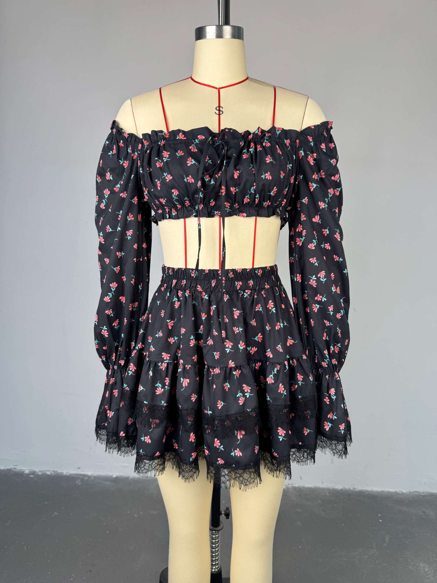 Chic Off-Shoulder Floral Two-Piece Set