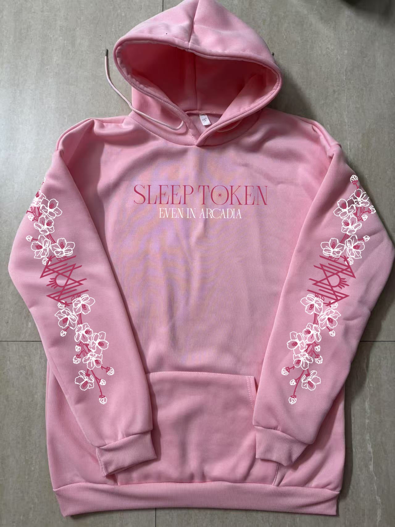 Pink Hoodie with Floral Sleeve