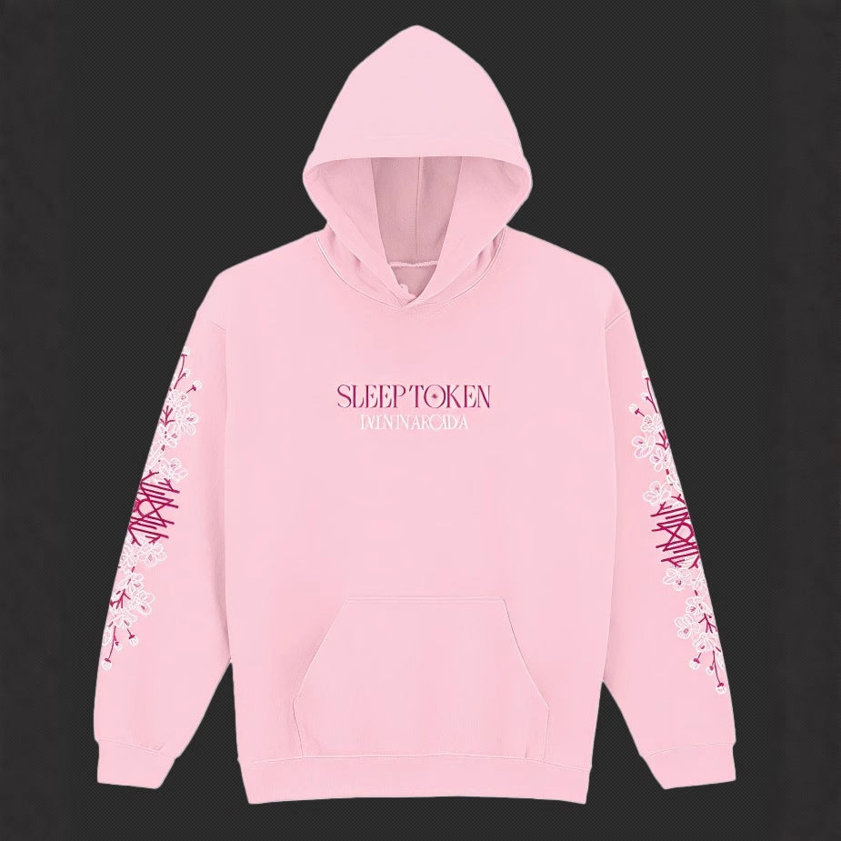 Pink Hoodie with Floral Sleeve