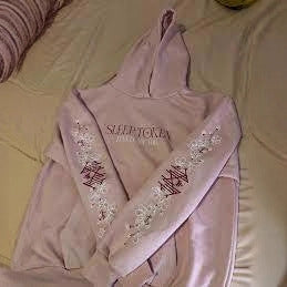Pink Hoodie with Floral Sleeve