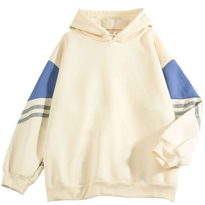 Hoodie with Striped Sleeve Accents
