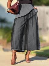 Wide-Leg Skirt with Ruffled Accents