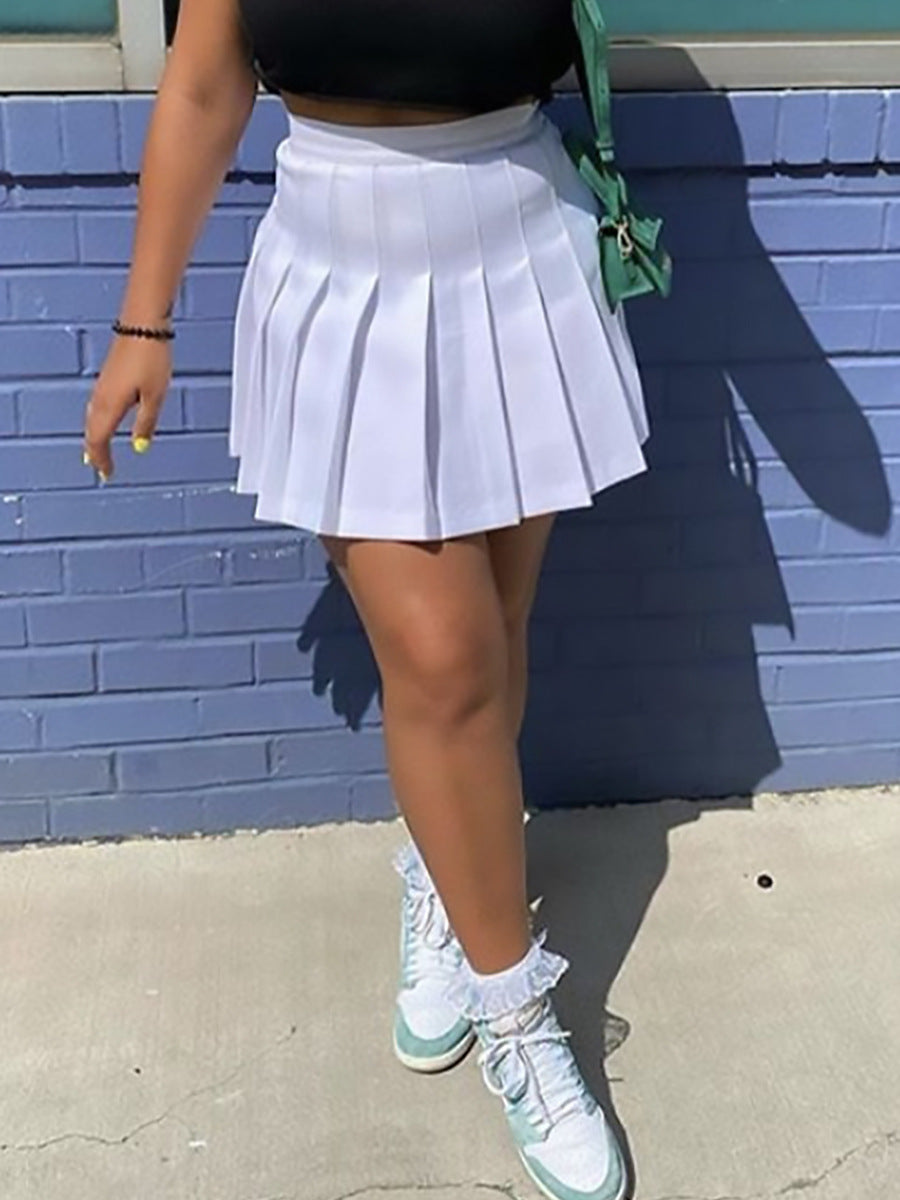 Pleated Mini Skirt with High Waist