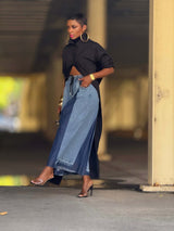 Wide-Leg Denim Pants