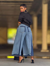 Wide-Leg Denim Pants