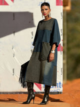 Stylish Patchwork Denim Dress