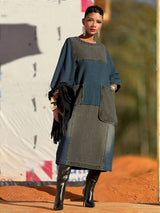 Stylish Patchwork Denim Dress