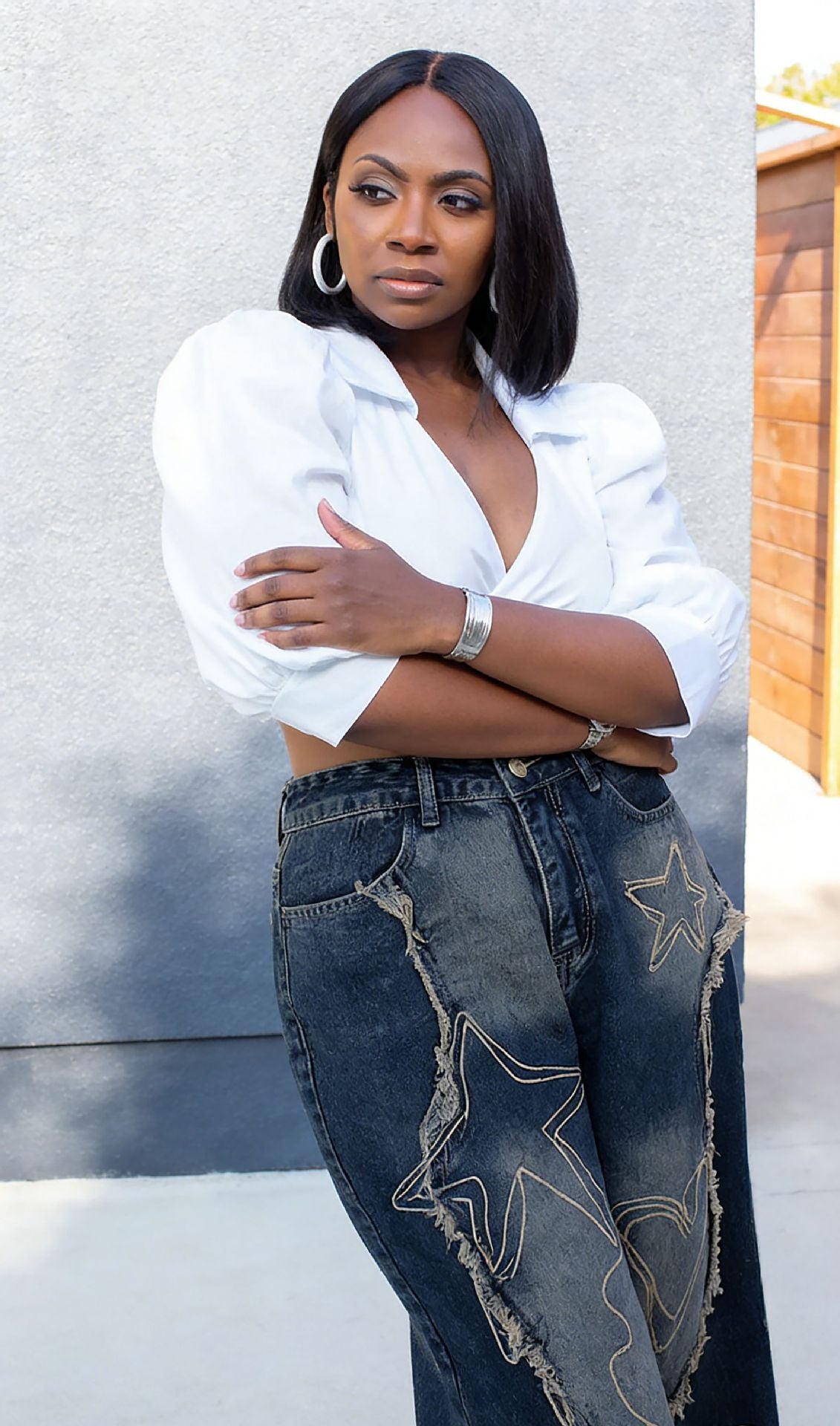 Wide-Leg Embroidered Jeans