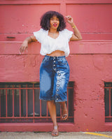 Casual Denim Button-Front Short
