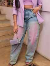 Pastel Tie-Dye Wide-Leg Jeans