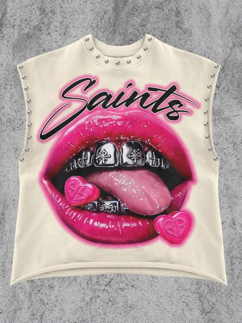 Edgy Graphic Sleeveless Top