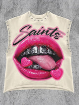 Edgy Graphic Sleeveless Top