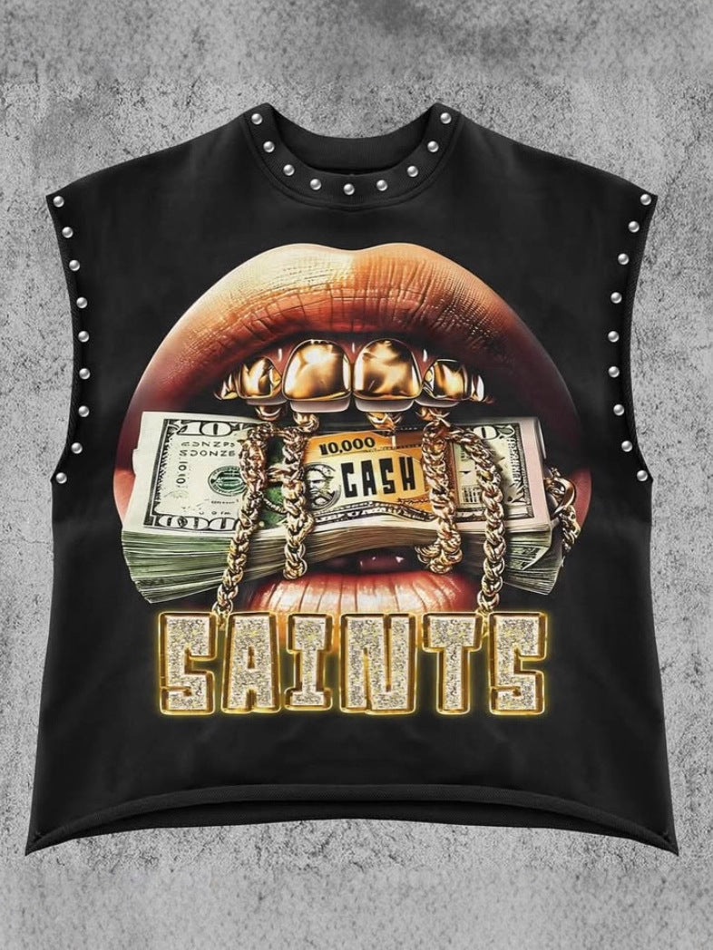 Edgy Graphic Sleeveless Top