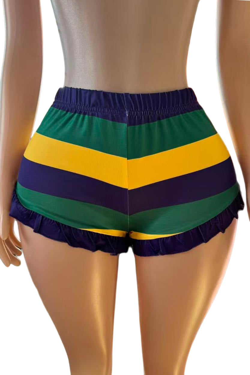 Colorful Ruffle-Trim Shorts