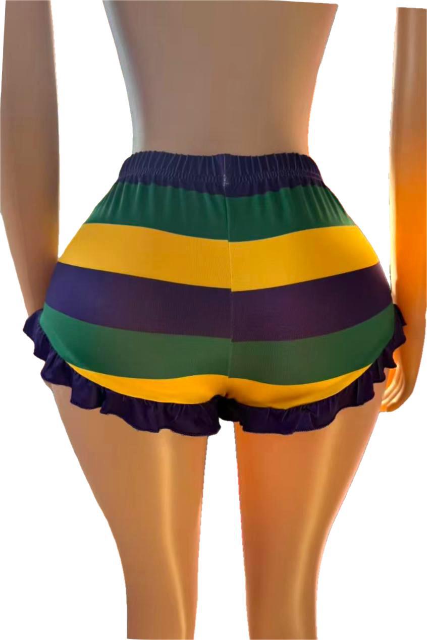 Colorful Ruffle-Trim Shorts