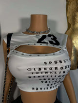 Unique Cut-Out Graphic Crop Top