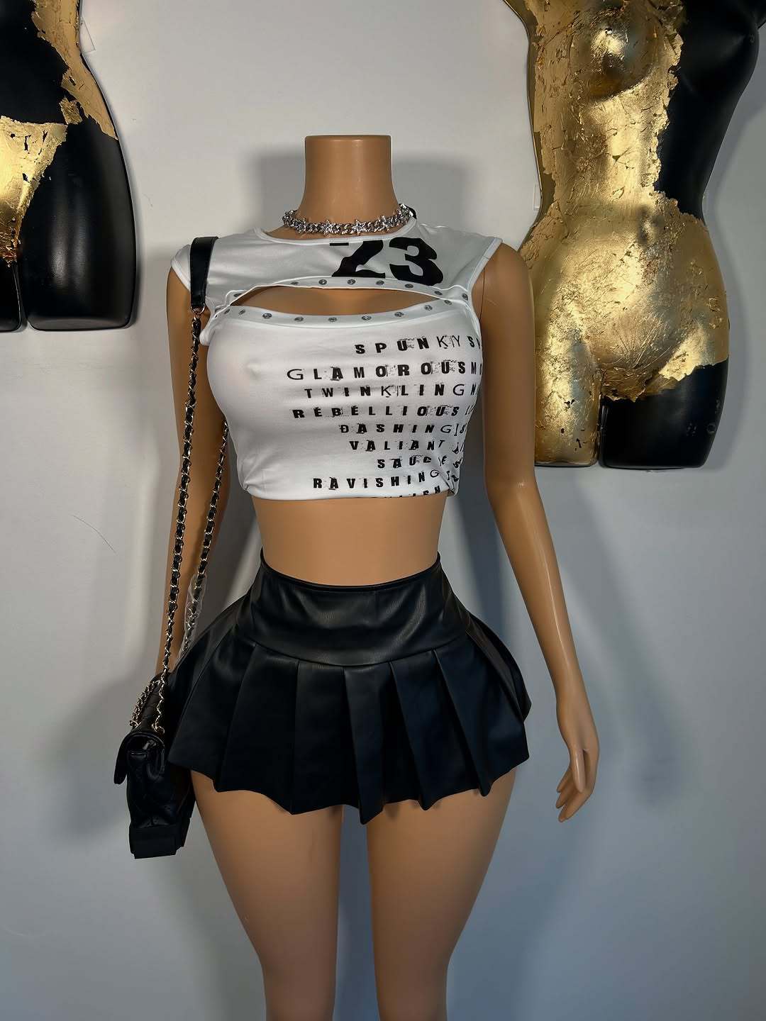 Unique Cut-Out Graphic Crop Top