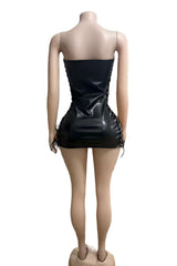 Black Faux Leather Bodycon Dress