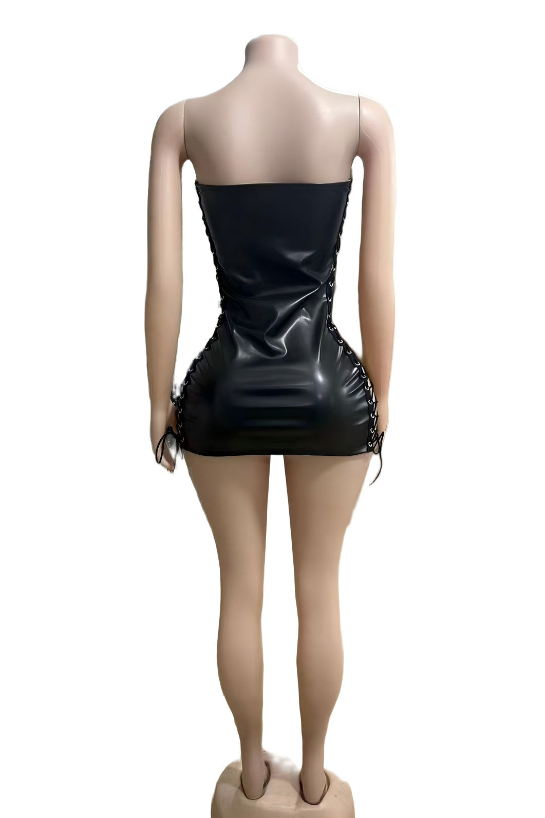 Black Faux Leather Bodycon Dress