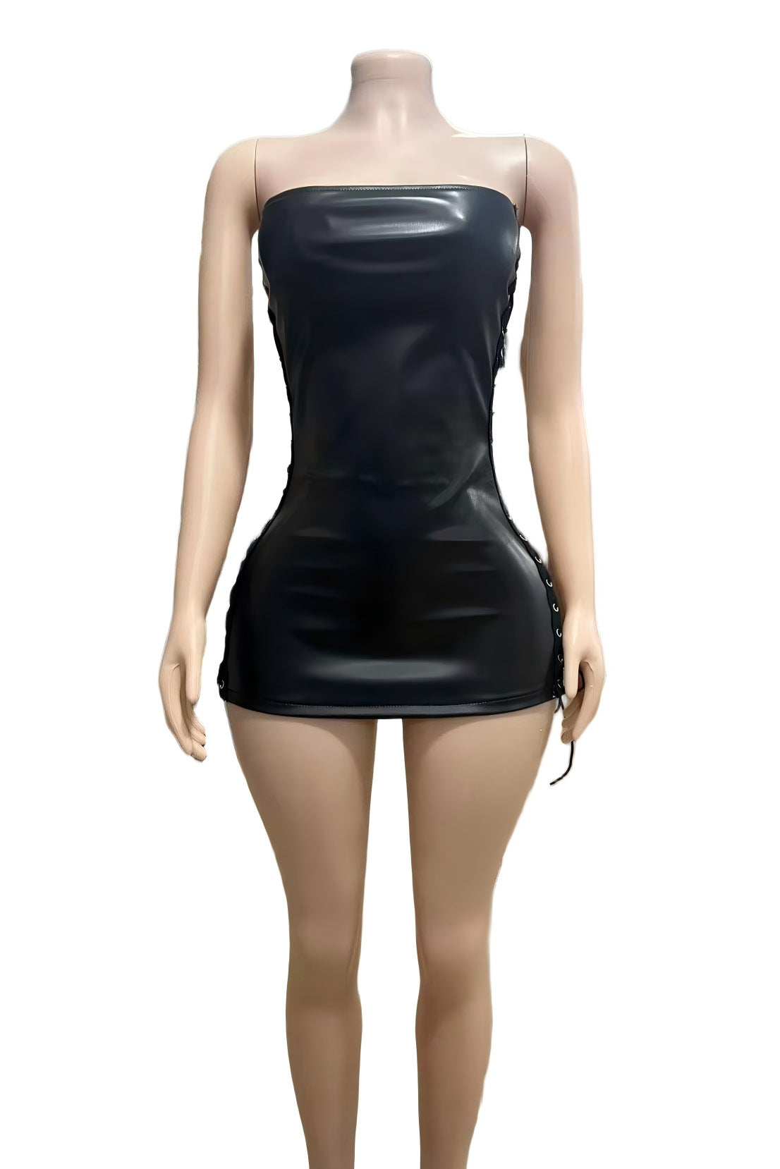 Black Faux Leather Bodycon Dress