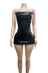 Black Faux Leather Bodycon Dress