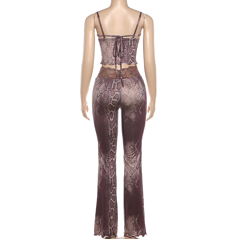 Animal Print Lace Sleepwear Set