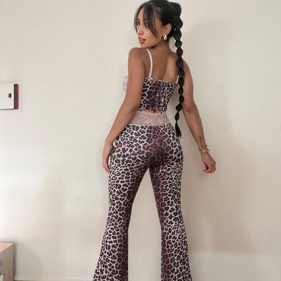 Animal Print Lace Sleepwear Set