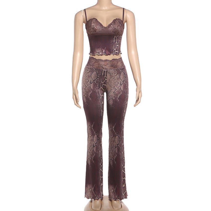 Animal Print Lace Sleepwear Set