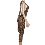 Leopard Print Halter Jumpsuit