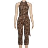 Leopard Print Halter Jumpsuit