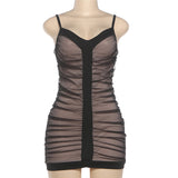 Sheer Ruched Mesh Bodycon Dress