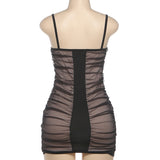 Sheer Ruched Mesh Bodycon Dress