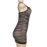 Sheer Ruched Mesh Bodycon Dress