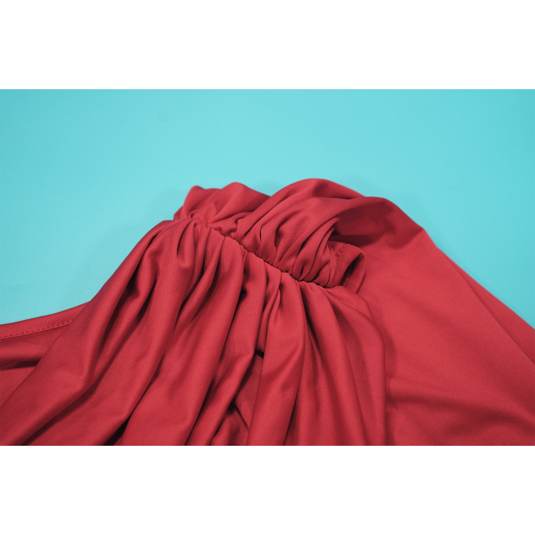 Red Draped Cape Dress