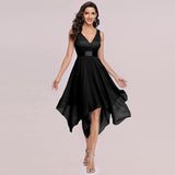 Asymmetrical Midi Dress with Lace Bodice