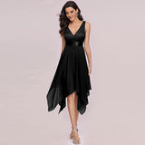 Asymmetrical Midi Dress with Lace Bodice