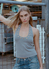 Grommet-Detail Sleeveless Top