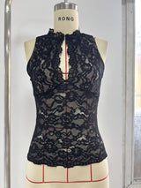 Lace Sleeveless Top with High Neck