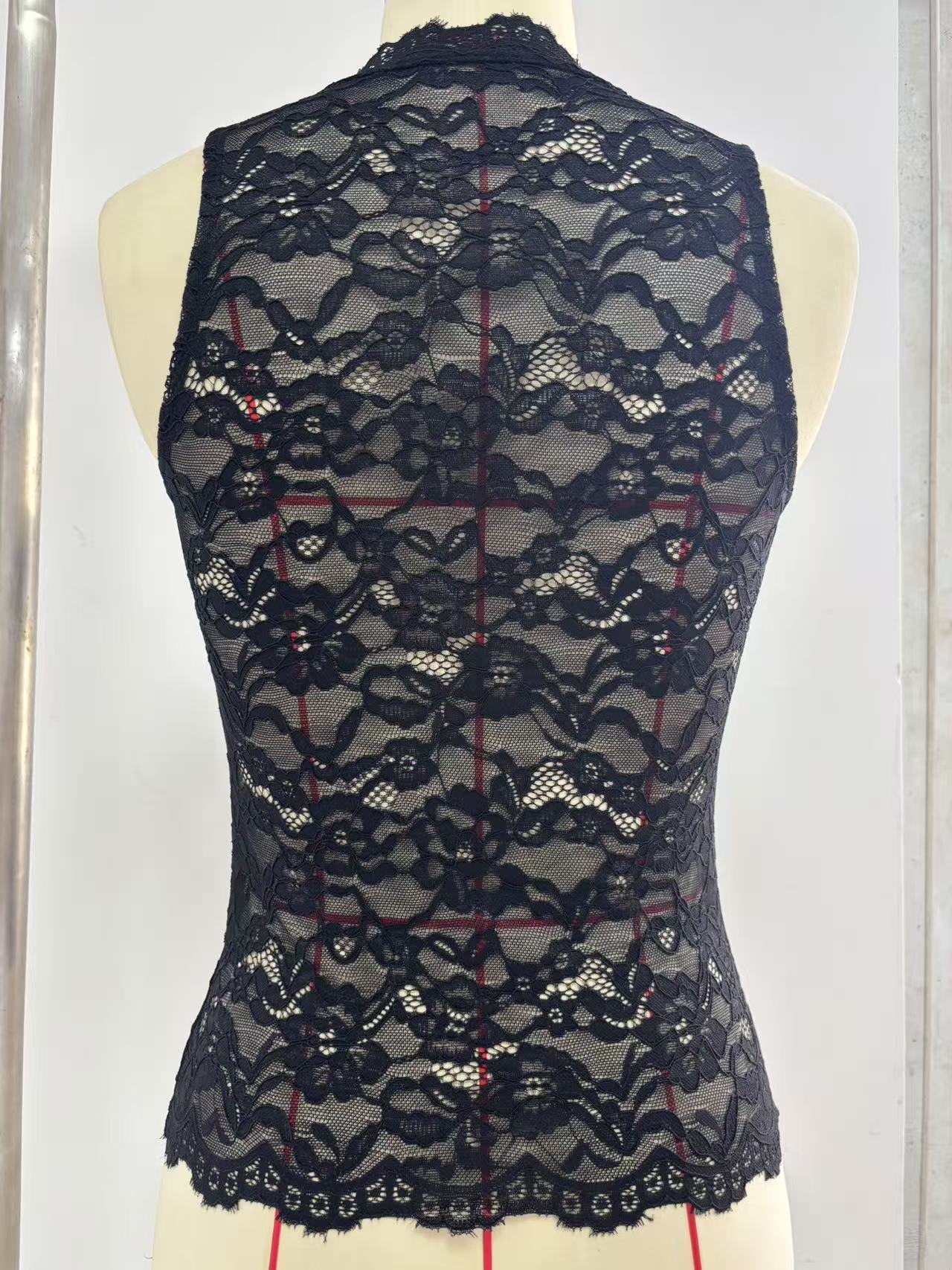 Lace Sleeveless Top with High Neck