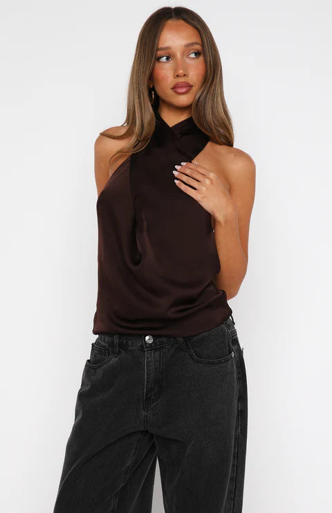 Sleek Black Halter Top