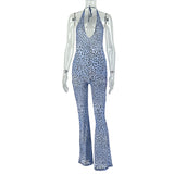 Leopard Print Mesh Jumpsuit